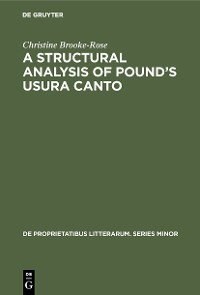 Cover A Structural Analysis of Pound’s Usura Canto