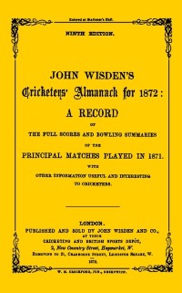 Cover Wisden Cricketers'' Almanack 1872