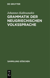 Cover Grammatik der neugriechischen Volkssprache