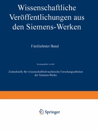 Cover Wissenschaftliche Veröffentlichungen aus den Siemens-Werken