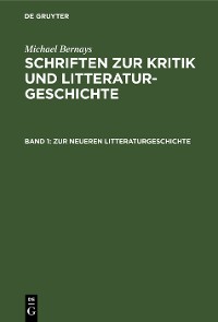 Cover Zur neueren Litteraturgeschichte