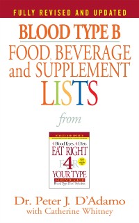 Cover Blood Type B Food, Beverage and Supplement Lists