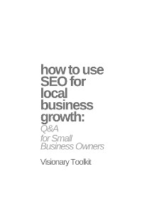 Cover How to Use SEO for Local Business Growth: Q&A for Small Business Owners