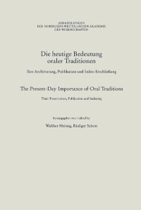 Cover Die heutige Bedeutung oraler Traditionen / The Present-Day Importance of Oral Traditions