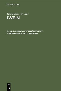 Cover Handschriftenübersicht. Anmerkungen und Lesarten