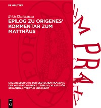 Cover Epilog zu Origenes’ Kommentar zum Matthäus