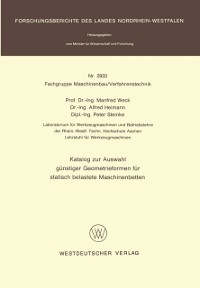 Cover Katalog zur Auswahl günstiger Geometrieformen für statisch belastete Maschinenbetten