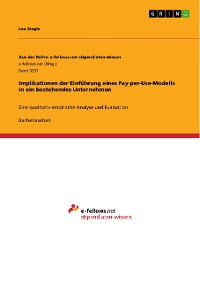 Cover Implikationen der Einführung eines Pay-per-Use-Modells in ein bestehendes Unternehmen