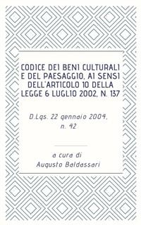 Cover Codice dei beni culturali e del paesaggio, ai sensi dell'articolo 10 della legge 6 luglio 2002, n. 137