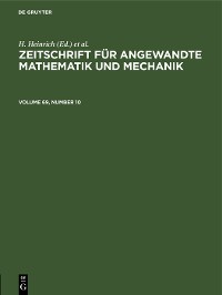 Cover Zeitschrift für Angewandte Mathematik und Mechanik. Volume 69, Number 10