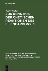 Cover Zur Kenntnis der chemischen Reaktionen des Eisencarbonyls