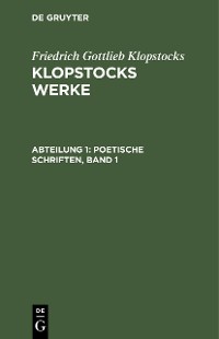 Cover Poetische Schriften, Band 1
