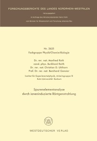 Cover Spurenelementanalyse durch ioneninduzierte Röntgenstrahlung