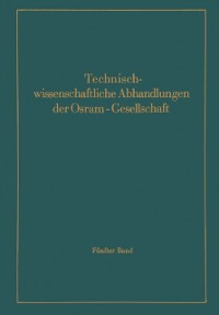 Cover Technischwissenschaftliche Abhandlungen der Osram-Gesellschaft