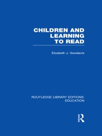 Cover Children and Learning to Read (RLE Edu I)