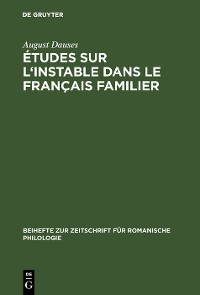 Cover Études sur l'instable dans le français familier