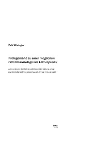 Cover Prolegomena zu einer möglichen Gefühlssoziologie im Anthropozän