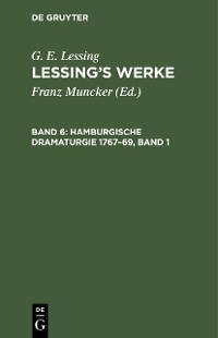 Cover Hamburgische Dramaturgie 1767–69, Band 1