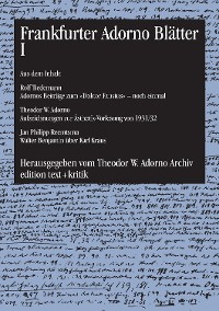 Cover Frankfurter Adorno Blätter I