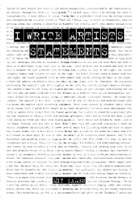 Cover I Write Artist Statements