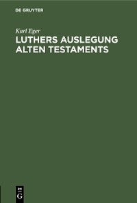 Cover Luthers Auslegung Alten Testaments