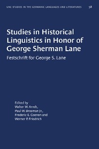 Cover Studies in Historical Linguistics in Honor of George Sherman Lane