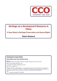 Cover Heritage as a Development Resource in China: A Case Study in Heritage Preservation and Human Rights