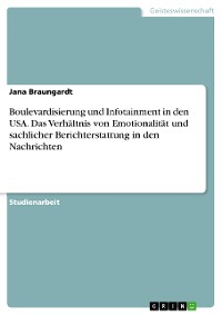 Cover Boulevardisierung und Infotainment in den USA. Das Verhältnis von Emotionalität und sachlicher Berichterstattung in den Nachrichten