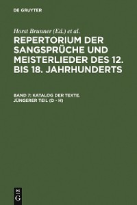 Cover Katalog der Texte. Jüngerer Teil (D - H)