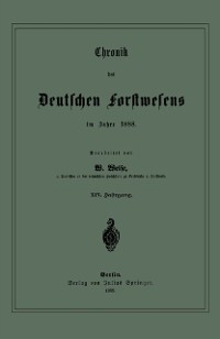 Cover Chronik des Deutschen Forstwesens im Jahre 1888