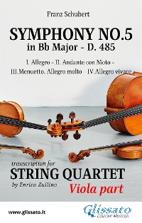 Cover Viola part: Symphony No.5 by Schubert for String Quartet