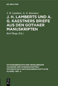 Cover J. H. Lamberts und A. G. Kaestners Briefe aus den Gothaer Manuskripten