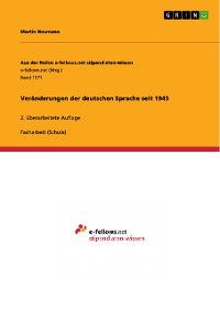 Cover Veränderungen der deutschen Sprache seit 1945