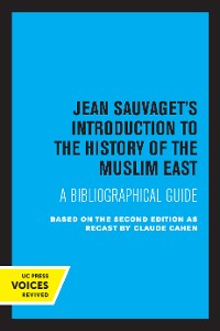 Cover Jean Sauvaget's Introduction to the History of the Muslim East