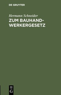 Cover Zum Bauhandwerkergesetz
