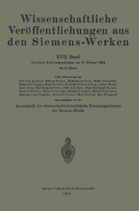 Cover Wissenschaftliche Veröffentlichungen aus den Siemens-Werken
