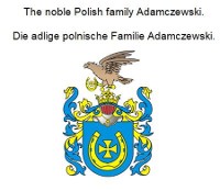 Cover The noble Polish family Adamczewski. Die adlige polnische Familie Adamczewski.