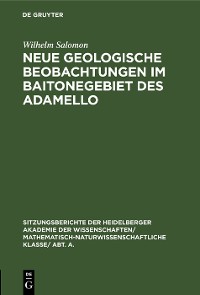 Cover Neue geologische Beobachtungen im Baitonegebiet des Adamello