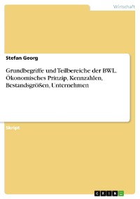 Cover Grundbegriffe und Teilbereiche der BWL. Ökonomisches Prinzip, Kennzahlen, Bestandsgrößen, Unternehmen