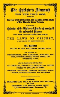 Cover Wisden Cricketers'' Almanack 1868