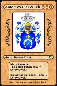 Cover The noble Polish family Komorowski. Die adlige polnische Familie Komorowski.