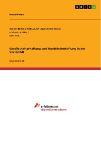 Cover Gesellschafterhaftung und Handelndenhaftung in der Vor-GmbH