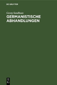 Cover Germanistische Abhandlungen