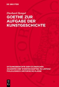 Cover Goethe zur Aufgabe der Kunstgeschichte