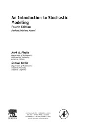 Cover Introduction to Stochastic Modeling, Student Solutions Manual (e-only)