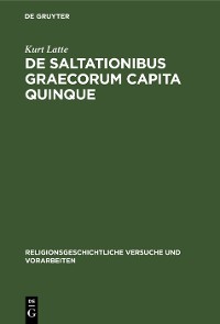 Cover De saltationibus Graecorum capita quinque