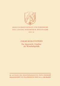 Cover Der theoretische Unterbau der Wirtschaftspolitik