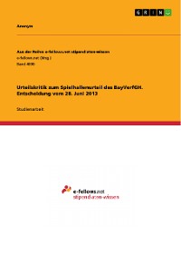 Cover Urteilskritik zum Spielhallenurteil des BayVerfGH. Entscheidung vom 28. Juni 2013