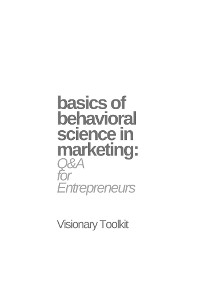 Cover Basics of Behavioral Science in Marketing: Q&A for Entrepreneurs