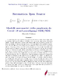 Cover Modelli matematici della pandemia da Covid–19 nel paradigmga ODE/SDE